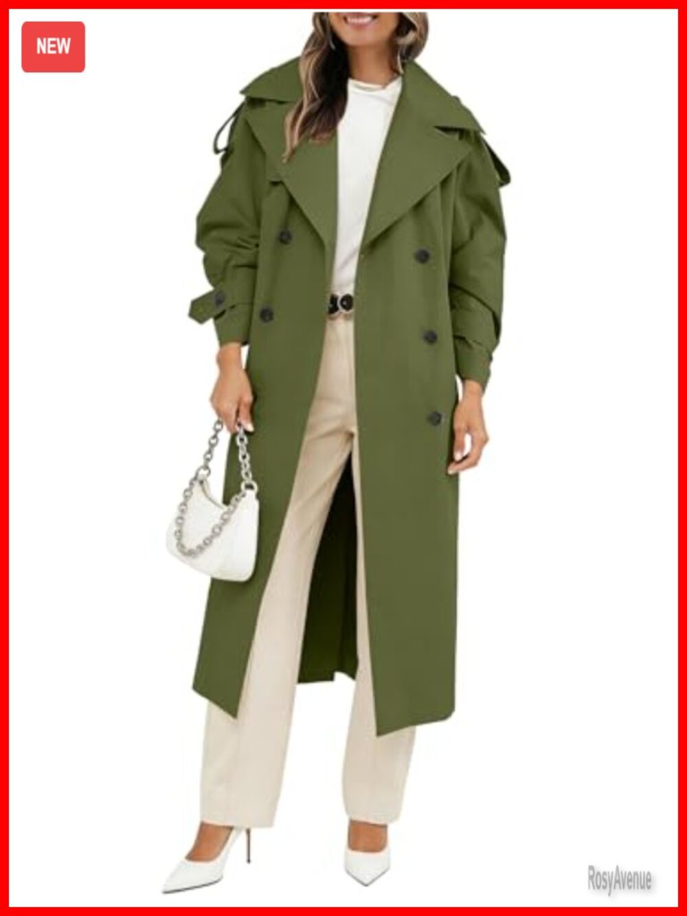 Oversized Double Breasted Trench Coat with Belt Waterproof